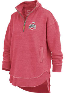 Womens Ohio State Buckeyes Red Pressbox Northfork Sojourn Qtr Zip