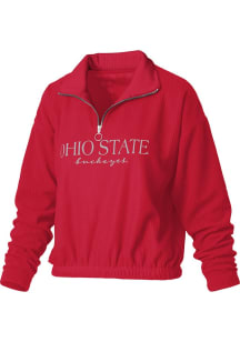 Womens Ohio State Buckeyes Red Pressbox Hannah Qtr Zip