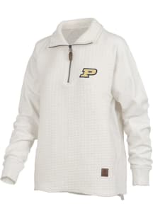 Womens Purdue Boilermakers Ivory Pressbox Salem Qtr Zip