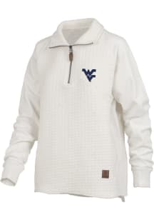 Pressbox West Virginia Mountaineers Womens Ivory Salem Qtr Zip