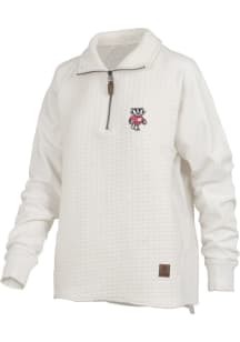 Womens Wisconsin Badgers Ivory Pressbox Salem Qtr Zip