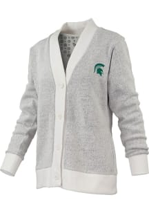 Womens Michigan State Spartans Oatmeal Pressbox Torrington Long Sleeve Cardigan