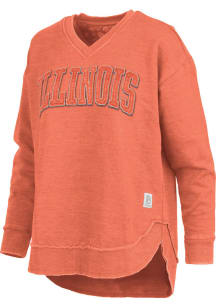 Womens Illinois Fighting Illini Orange Pressbox Westin Crew Sweatshirt