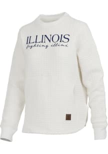 Womens Illinois Fighting Illini Ivory Pressbox Champagne Crew Sweatshirt