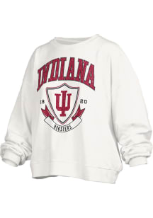 Womens Indiana Hoosiers White Pressbox Buckler Janise Crew Sweatshirt