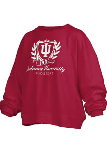 Womens Indiana Hoosiers Crimson Pressbox Big Aug Janise Crew Sweatshirt