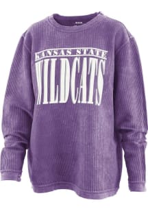 Womens K-State Wildcats Purple Pressbox Holden Corded Crew Sweatshirt