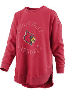 Pressbox Louisville Cardinals Womens Red Bakersfield Crew Sweatshirt