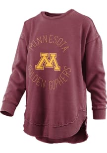 Womens Minnesota Golden Gophers Maroon Pressbox Bakersfield Crew Sweatshirt