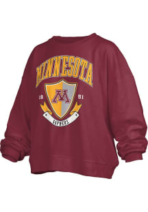 Womens Minnesota Golden Gophers Maroon Pressbox Buckler Janise Crew Sweatshirt