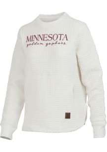 Womens Minnesota Golden Gophers Ivory Pressbox Champagne Crew Sweatshirt