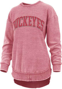 Womens Ohio State Buckeyes Red Pressbox Pineville Crew Sweatshirt