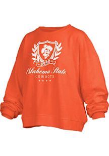 Pressbox Oklahoma State Cowboys Womens Orange Big Aug Janise Crew Sweatshirt