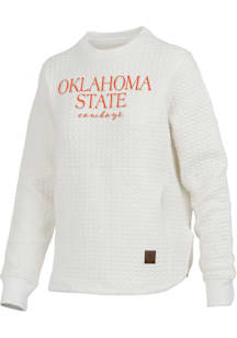 Pressbox Oklahoma State Cowboys Womens Ivory Champagne Crew Sweatshirt