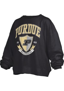 Womens Purdue Boilermakers Black Pressbox Buckler Janise Crew Sweatshirt