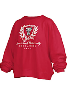 Pressbox Texas Tech Red Raiders Womens Red Big Aug Janise Crew Sweatshirt