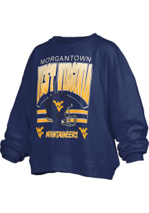 Pressbox West Virginia Mountaineers Womens Navy Blue Sheffield Janise Crew Sweatshirt