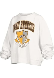 Pressbox Western Michigan Broncos Womens White Buckler Janise Crew Sweatshirt