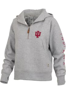 Womens Indiana Hoosiers Grey Pressbox Bronco Hooded Sweatshirt