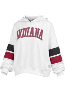 Womens Indiana Hoosiers White Pressbox Kelly Hooded Sweatshirt