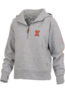 Womens Illinois Fighting Illini Grey Pressbox Bronco Hooded Sweatshirt