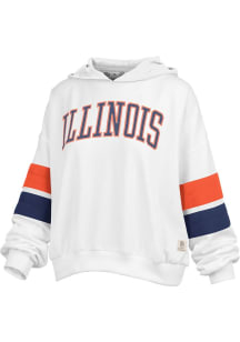 Womens Illinois Fighting Illini White Pressbox Kelly Hooded Sweatshirt