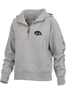 Womens Iowa Hawkeyes Grey Pressbox Bronco Hooded Sweatshirt