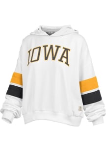 Womens Iowa Hawkeyes White Pressbox Kelly Hooded Sweatshirt