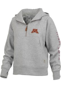 Womens Minnesota Golden Gophers Grey Pressbox Bronco Hooded Sweatshirt