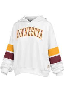 Womens Minnesota Golden Gophers White Pressbox Kelly Hooded Sweatshirt