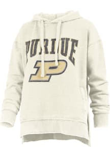 Womens Purdue Boilermakers Ivory Pressbox Caldwell Hooded Sweatshirt