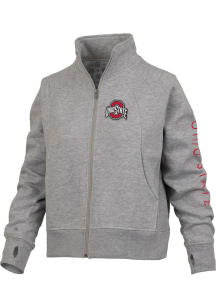 Womens Ohio State Buckeyes Grey Pressbox Homecoming Light Weight Jacket