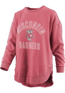 Womens Wisconsin Badgers Red Pressbox Rockford Crew Sweatshirt