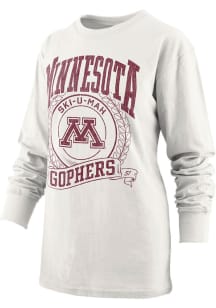 Womens Minnesota Golden Gophers White Pressbox Big Country LS Tee