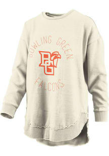 Pressbox Bowling Green Falcons Womens Ivory Vintage Fleece Crew Sweatshirt