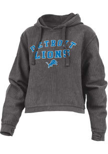 Detroit Lions Womens Black Comfy Cord Hooded Sweatshirt