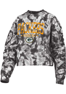 Green Bay Packers Womens Black Tie Dye Crew Sweatshirt