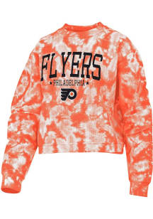 Philadelphia Flyers Womens Orange Tie Dye Crew Sweatshirt