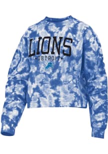 Detroit Lions Womens Light Blue Tie Dye Crew Sweatshirt