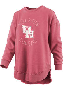 Pressbox Houston Cougars Womens Red Vintage Fleece Crew Sweatshirt