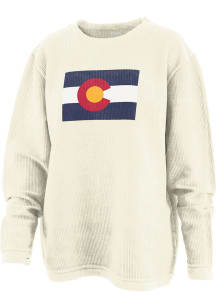 Pressbox Colorado Womens Ivory State Flag Crew Sweatshirt