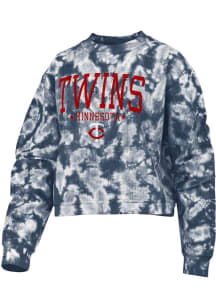 Minnesota Twins Womens Navy Blue Tie Dye Crew Sweatshirt