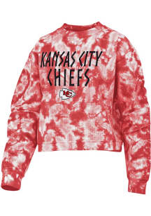 Kansas City Chiefs Womens Red Tie Dye Crew Sweatshirt
