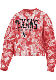 Houston Texans Womens Red Tie Dye Crew Sweatshirt