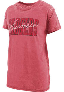 Wisconsin Badgers Red Pressbox Burnout Everest Short Sleeve T-Shirt