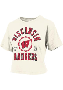 Wisconsin Badgers Ivory Pressbox Burnout Short Sleeve T-Shirt