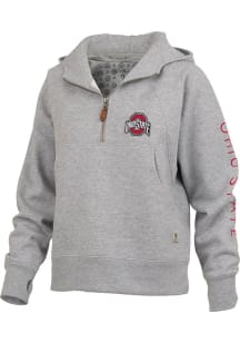 Womens Ohio State Buckeyes Grey Pressbox Bronco Hooded Sweatshirt