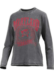 Womens Maryland Terrapins Black Pressbox Collegiate LS Tee