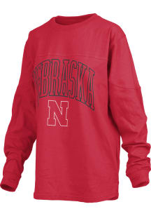 Pressbox Nebraska Cornhuskers Womens Red Big Shirt LS Tee