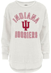 Womens Indiana Hoosiers Oatmeal Pressbox Melange Poncho Crew Sweatshirt